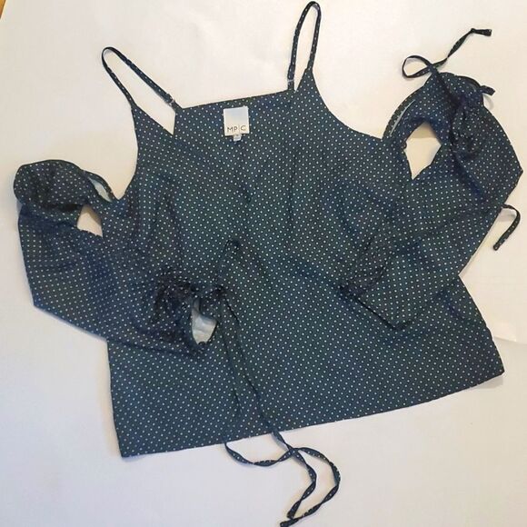 Minkpink Green Polka-dot Cold Shoulder Top NWOT Women's Small Revolve Party - Picture 1 of 7